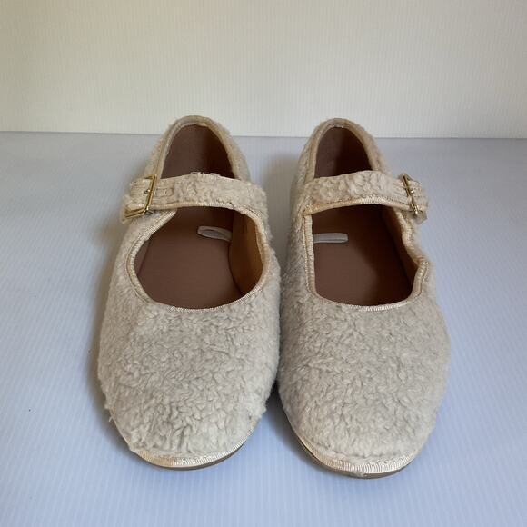 Universal Thread Sherpa Mary Jane Flats Cream Fleece Texture Size 9 - Picture 4 of 8